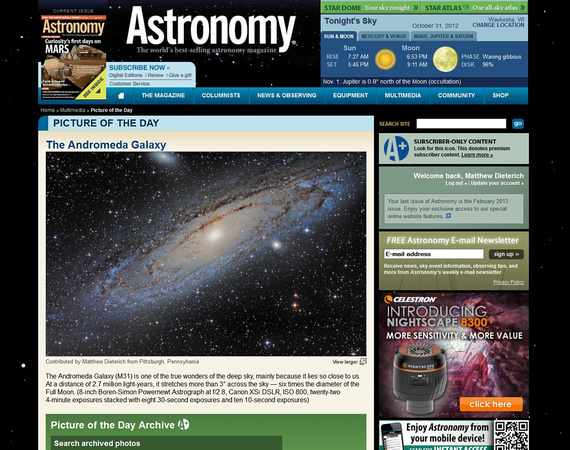 Astronomy Magazine Picture of the Day Recipient