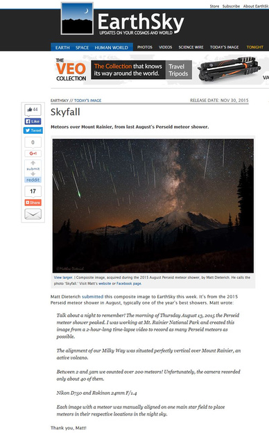 EarthSky.org "Today's Image" Recipient for November 30th, 2015
